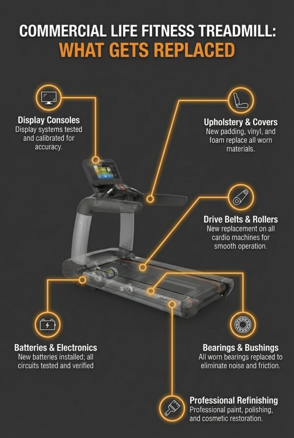 360 FITNESS REMANUFACTURED GYM EQUIPMENT DIAGRAM TREADMILLS VERTICAL